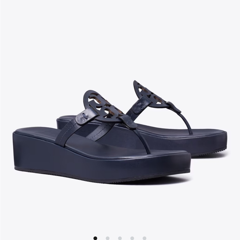 Tory Burch Navy Wedge Sandals